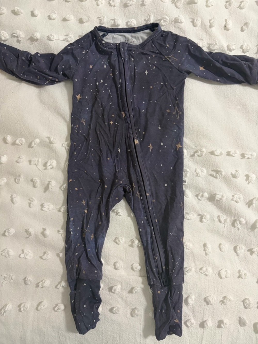 Newborn Bamboo Navy Star-Print Sleeper with Double Zipper